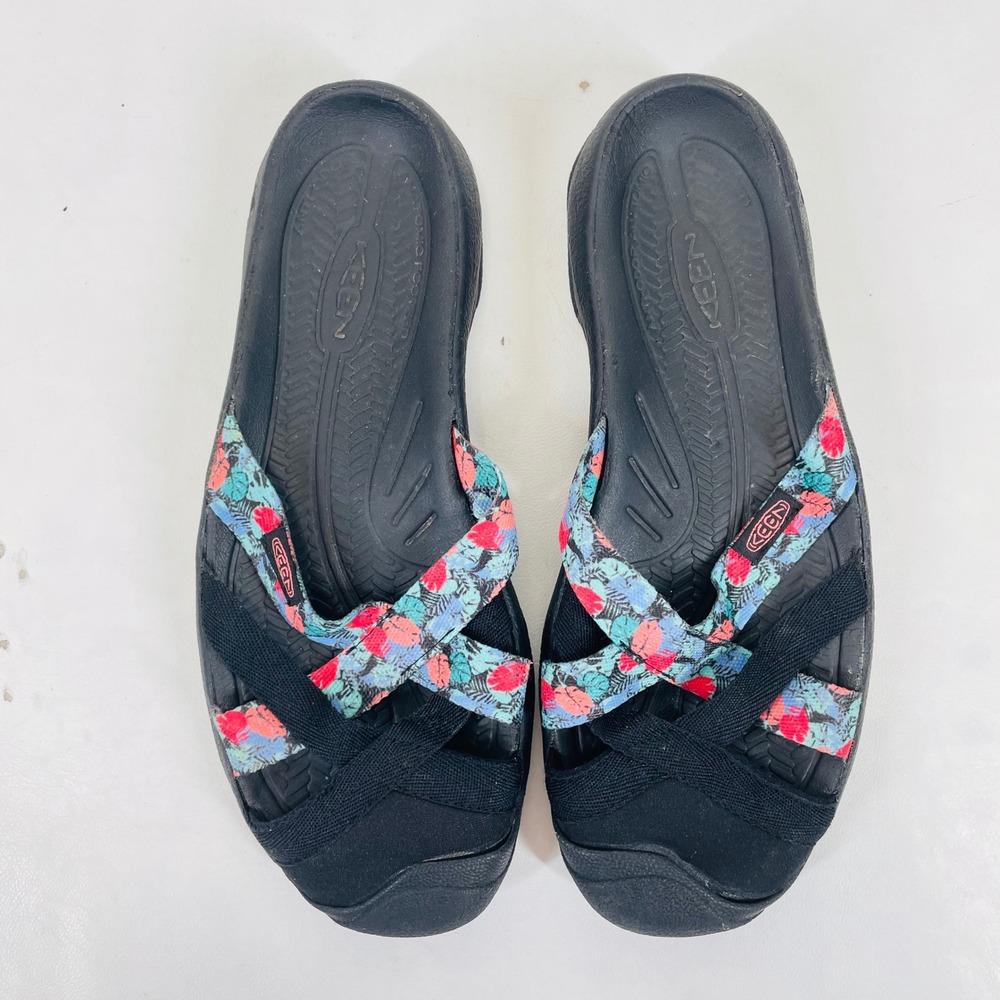 Keen Bali Strap Sandals Womens 8.5 Black Floral Slide 1022434 - Picture 3 of 8